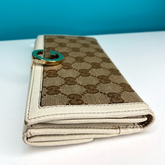 Gucci GG Monogram Cream Canvas & Leather Bifold Long Wallet - Picture 5 of 16